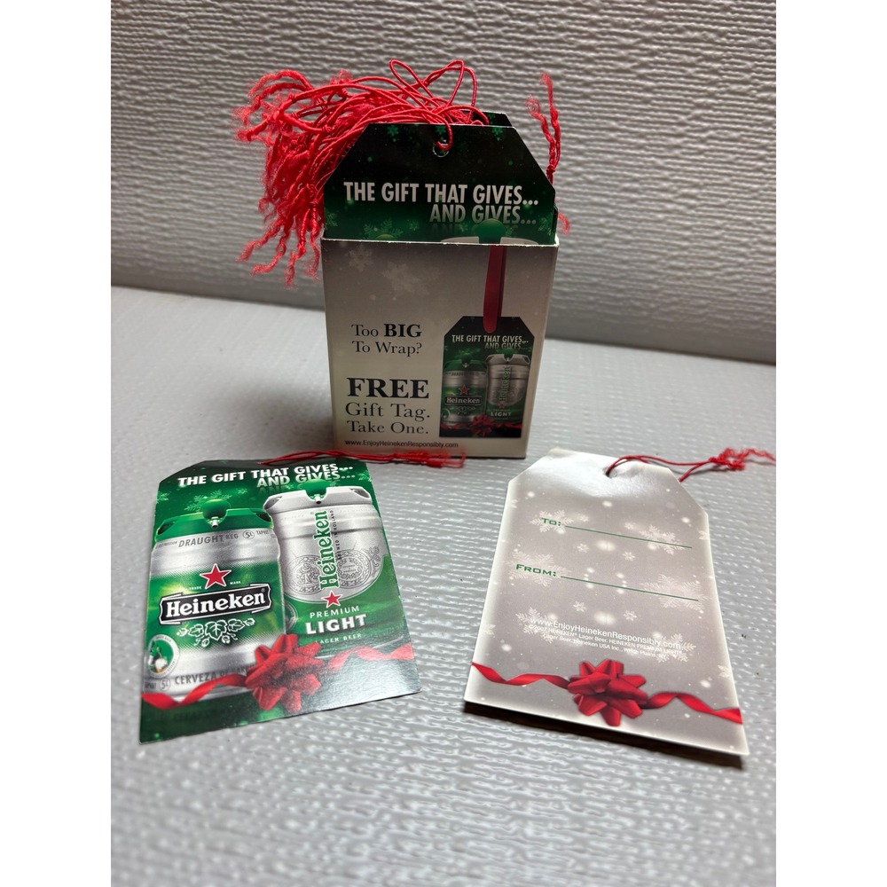 Vintage 2007 Heineken Beer 36 Holiday Gift Tags with‎ Dispenser Box 2.75x4.5in